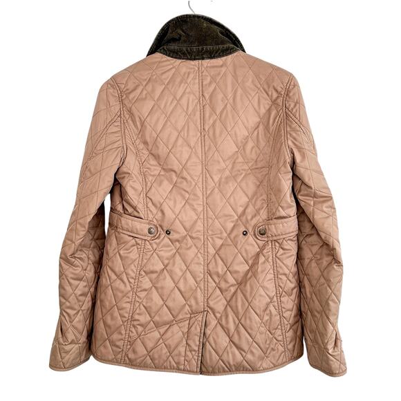 L.L. Bean Khaki Light Brown Quilted Green Corduroy Trim Riding Chore Jacket - Picture 4 of 11